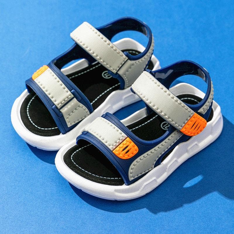 Children's Summer Boys Leather Sandals Baby Shoes Kids Flat Child Beach Shoes Sports Soft Non-slip Casual Toddler Sandals 29 blue