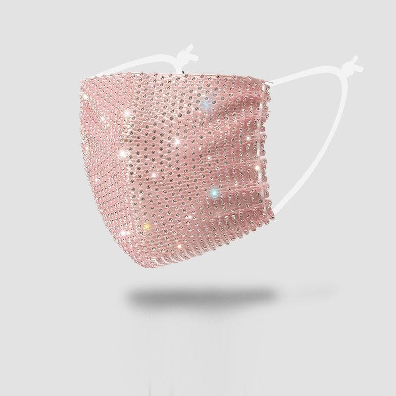 Hot selling diamond masks for women's new models summer colored masks, trendy rhinestone masks 16.5*12cm pink