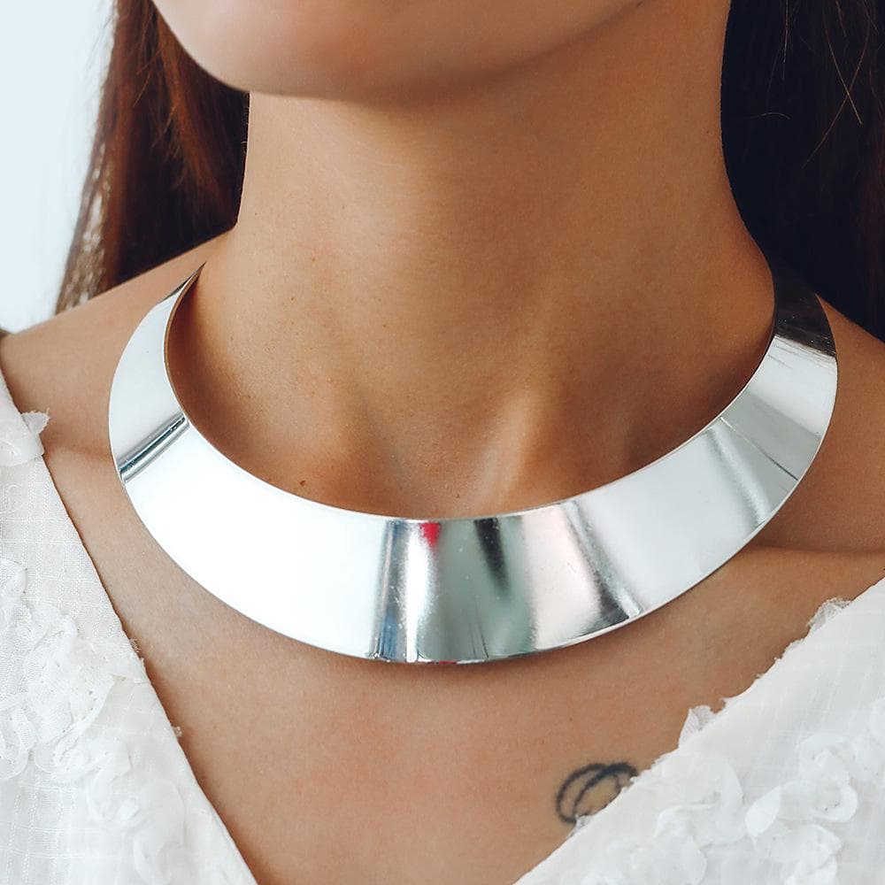 2016 Punk Metal Exaggerated Collar Necklace silver