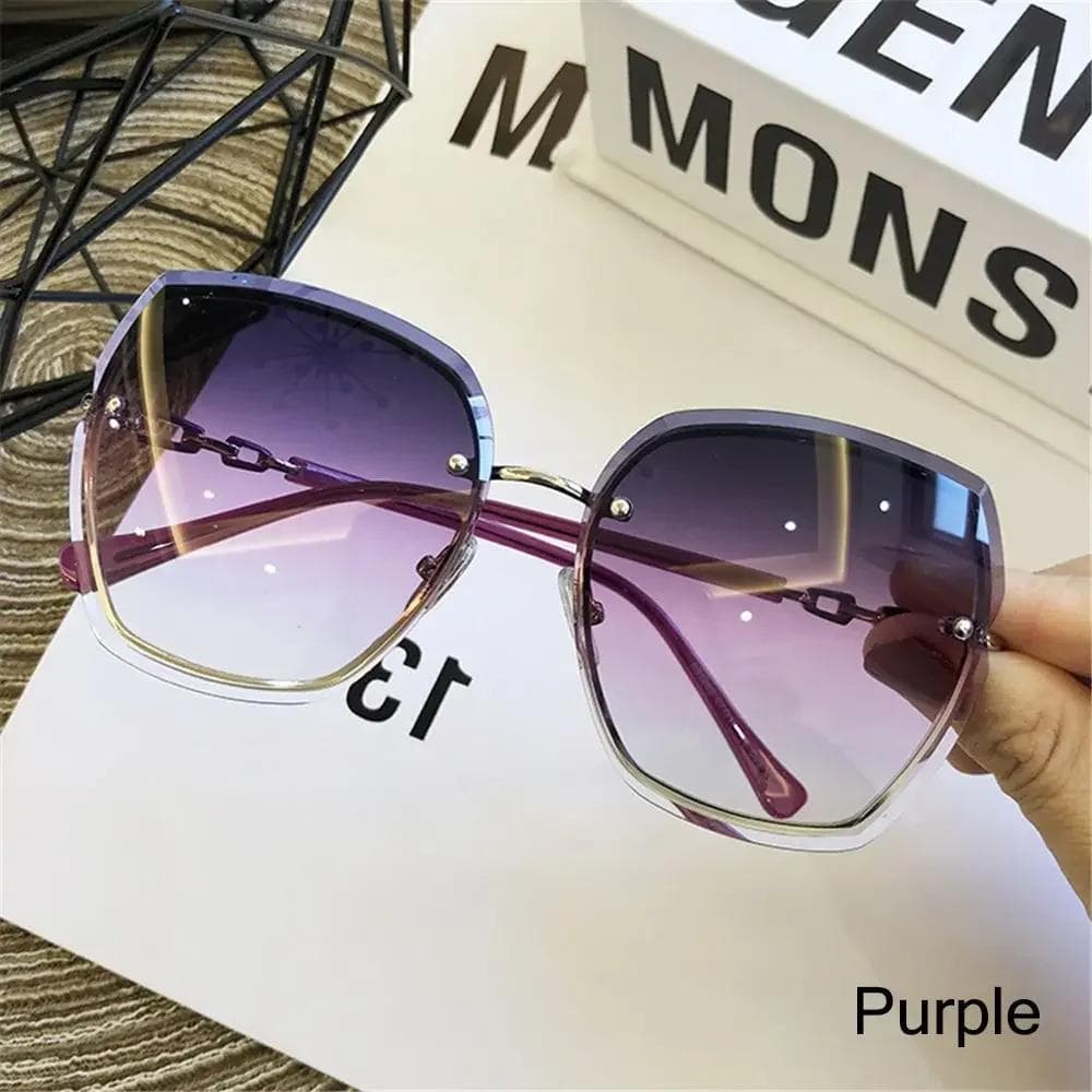 1PC Designer Women Square Sunglasses Rimless Vintage Shades UV400 Protection Eyewear Fashion Female Sun Glasses