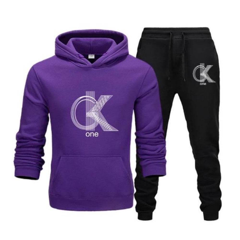 Men's Fashion Printed Hoodie+Pants Set, Casual Sportswear+Sportswear Set XL