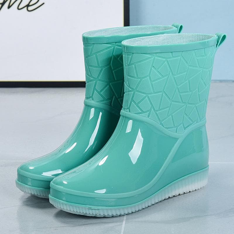 Anti Slip Thick Rain Boots for Women Summer Wear-resistant Rain Boots with Short Boots Fashionable Waterproof Shoe Covers 40 green