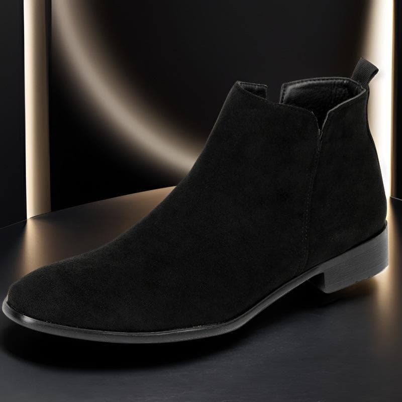 Men's Large Size Chelsea Boots with Side Zipper - Versatile Fashionable European & American Ankle Boots 48 black