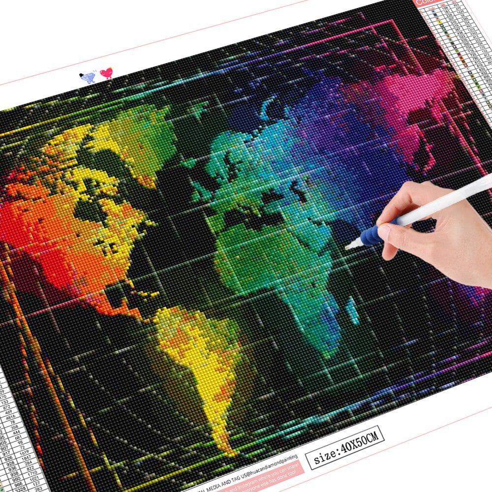 Diamond Embroidery Map Landscape Diamond Painting Cross Stitch Picture 50X70CM