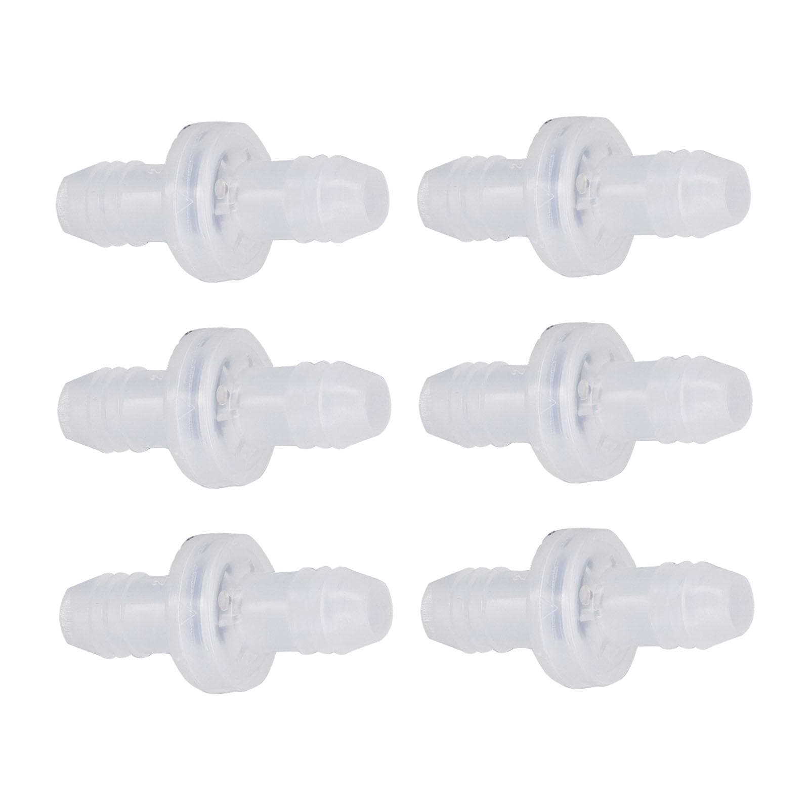 6Pcs Check Valve Plastic Non Return 1 Way Inline Valve for Liquid and Gas 38inch 10MM Interface