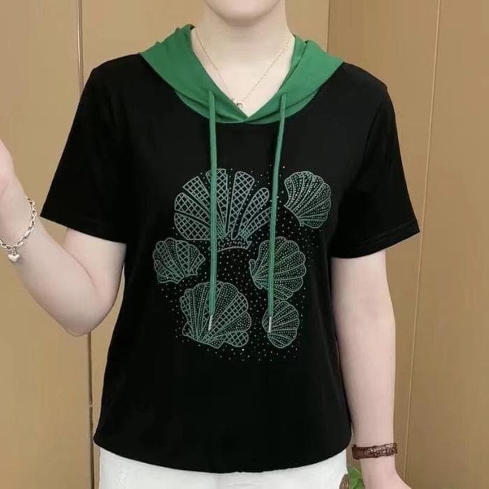 Casual Tops Versatile Hooded Sweatshirt In Summer Thin Style To Make You Look Slim and Cover Your Belly Short-sleeved T-shirt for Women 5XL