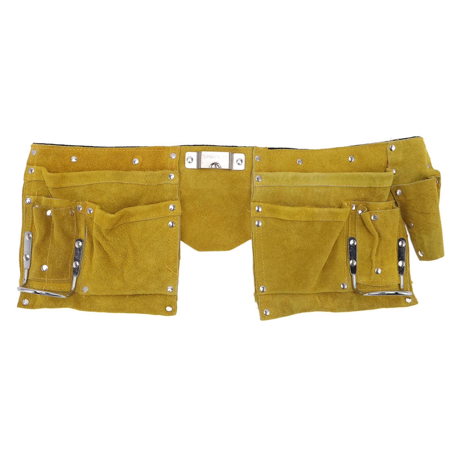 Leather Tool Belt Multiple Pockets Quick Release Buckle Wearproof Portable Leather Tool Belt Apron
