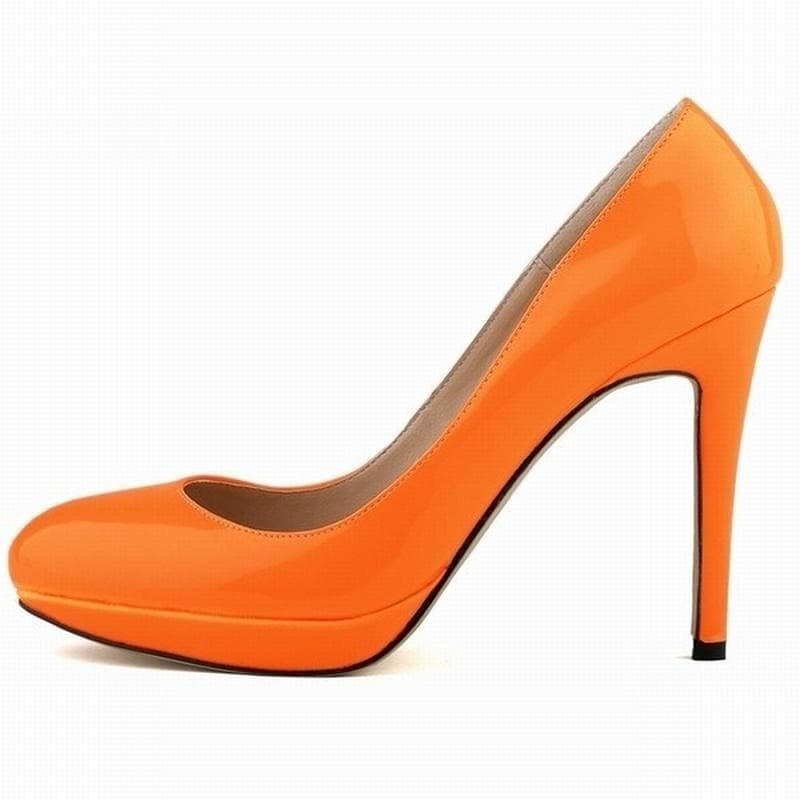 Women Stilettos Platfrom Pumps Sexy 11cm Round Toe High Heels Shallow Elegant Lady Office Party Wedding Shoes 39 orange