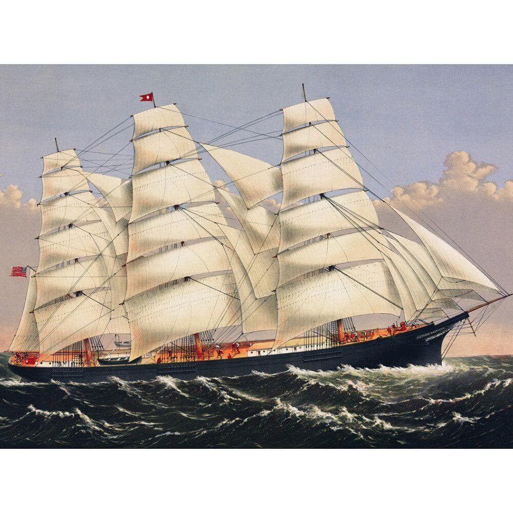 5D DIY Diamond Painting Scenery Sea Ferry Rhinestone Painting Diamond Embroidery Landscape Picture 20X30CM