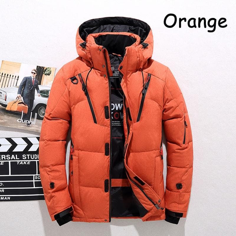 -30℃ Winter Men Duck Thick Down Jacket Men Snow Parkas Coat Male Warm Winter Down Jacket Outerwear 4XL orange
