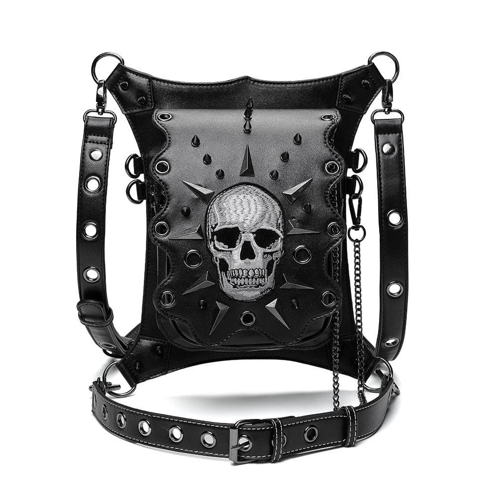 Bag Girl Halloween European and American Punk Skeleton Lady Single-shoulder Crossbody Bag Outdoor Travel Chain Bag black