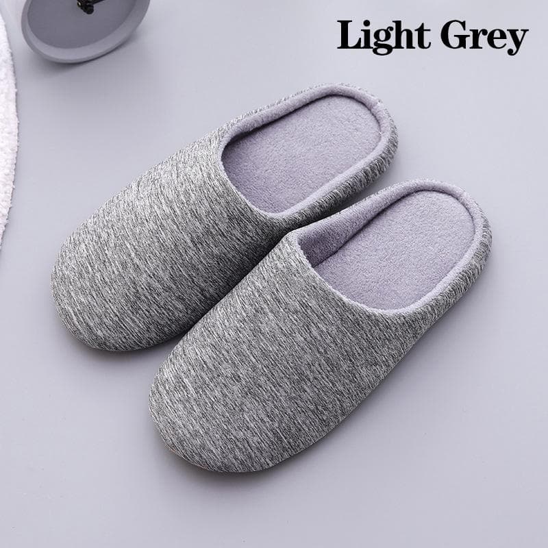 Unisex Comfortable Anti-slip Cotton Slippers Solid Color Flat House Shoes EVA Foam Warm Indoors 43-44