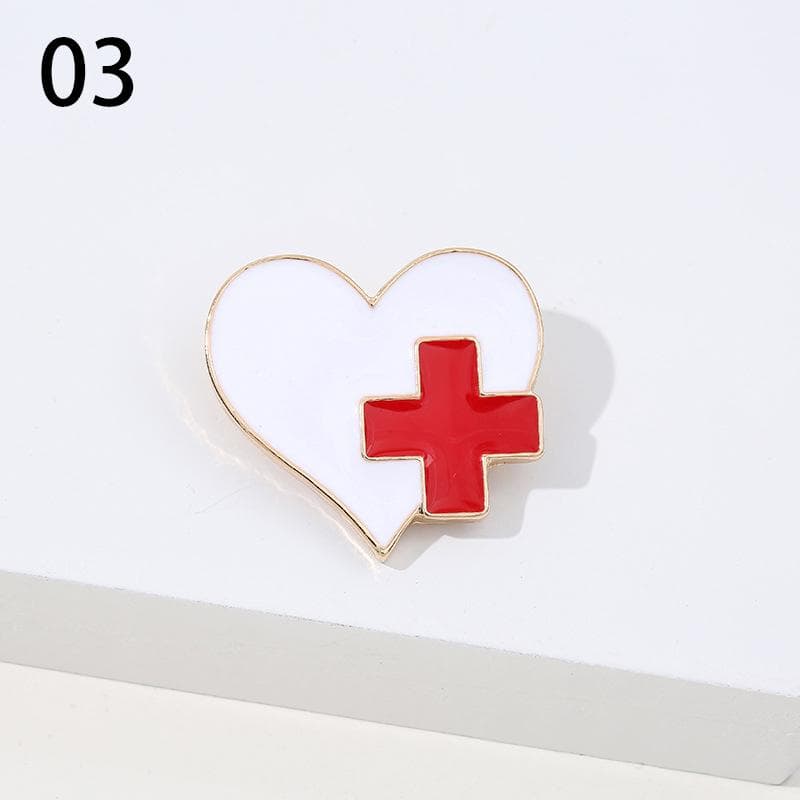Nurse Hospital Medical Brooches Stethoscope Colorful Heartbeat Shape Enamel Jewelry Doctor Cute 3