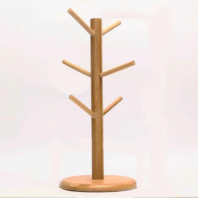 Home Kitchen1 Set Tree Shape Wood Coffee Tea Cup Storage Holder Stand Mug Hanging Display Rack Drinkware Shelf 6 Hooks