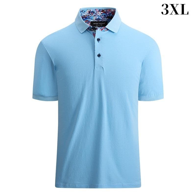 Mens Polo Shirts Short Sleeve Regular Fit Fashion Designed Shirt 3XL blue
