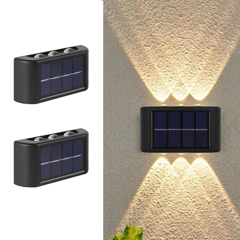 2 Pcs Solar Wall Lights Up and Down Solar Lamps Waterproof Indoor Outdoor LED Wall Light for Garden Warm Light