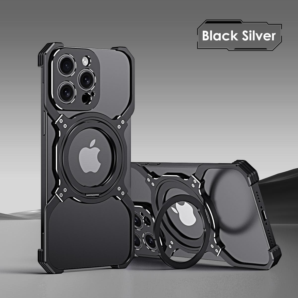 Magnetic MagSafe Stand Metal Bumper Phone Case For iPhone 14 13 15 Pro Max Rimless Heat Dissipation Shell Lens Protection Cover For iPhone 13 ProMax
