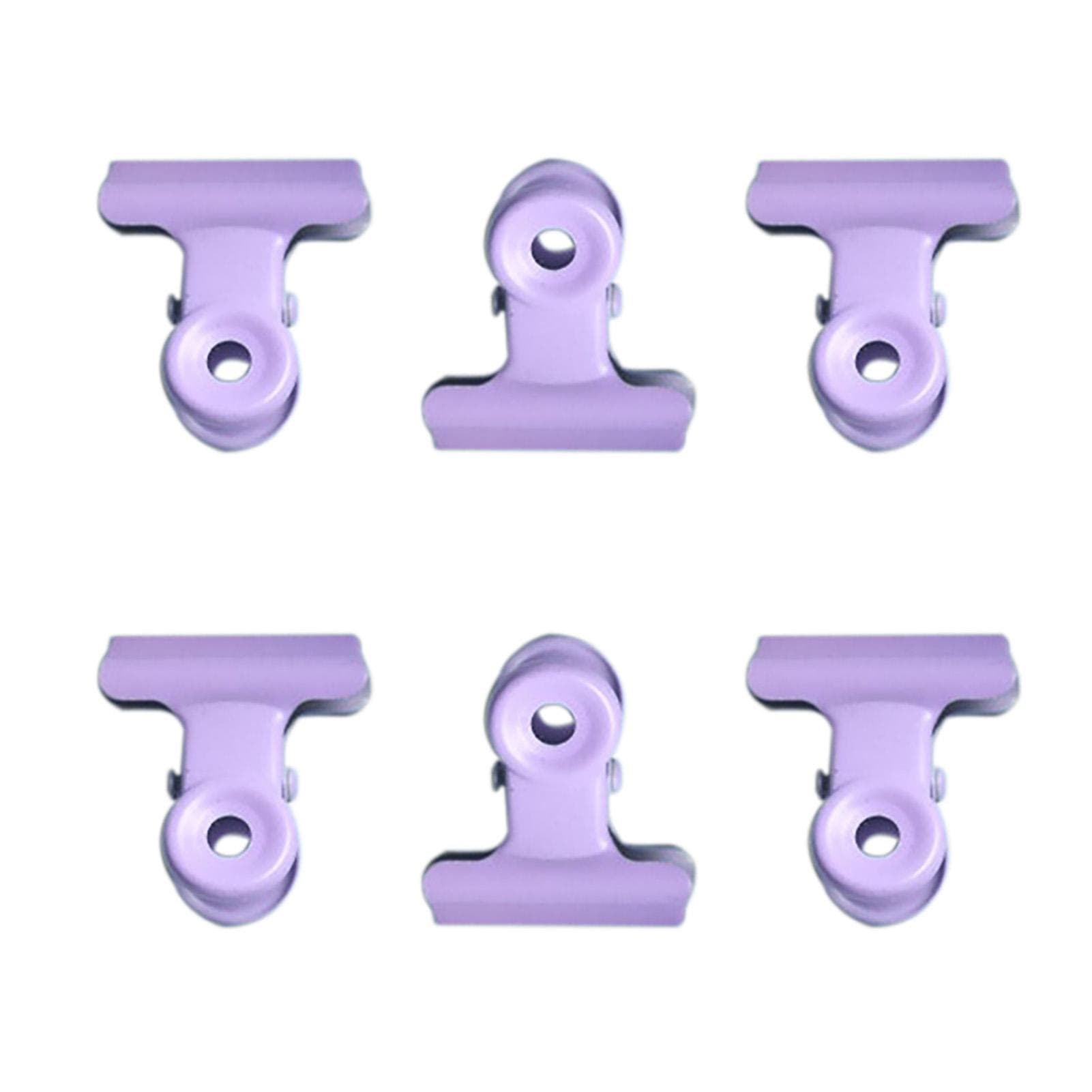 8pcs Metal Hinge Clips Rounded Head Rust Prevention Bull Binder Clamps File Clamps for Ticket Test purple