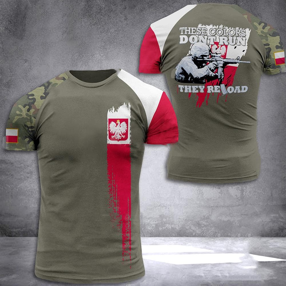 Polish Army Men's T-Shirt Veteran Soldier Poland Flag Print Men's Clothing Oversized Loose Pullover O Neck Short Sleeve Shirt L