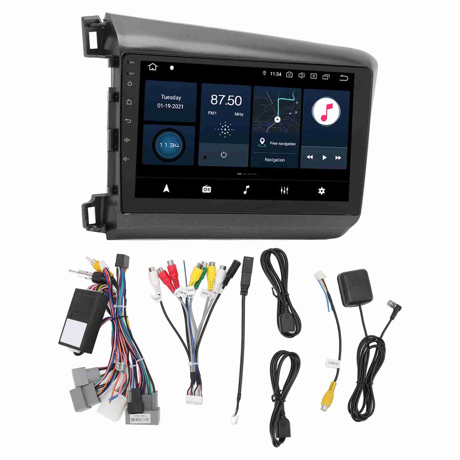 Car Stereo Radio Multimedia Player 9in Touchscreen Mirror Link GPS Navigation Replacement for Civic