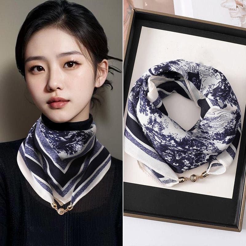 High-End Women's Magnetic Triangle Scarf for Autumn/Winter In Cotton & Linen