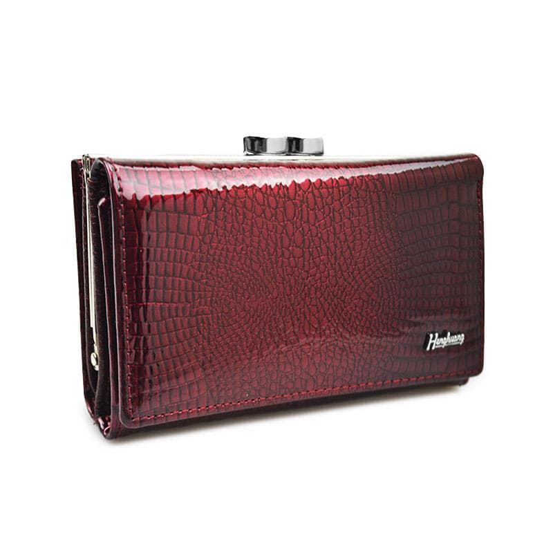 Women Wallet Genuine Leather Luxury Brand Fashion  Fashion Short Female Alligator Hasp Lady Coin Purses Small Wallets burgundy
