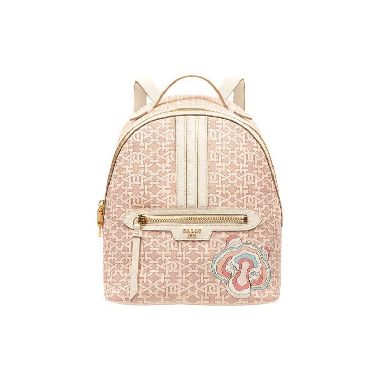 Bally Daffi Classic Monogram Printed Commuter Fashion Tiger Head Logo TPU Backpack Women backpack Pink 6300491 Basic Set (Bag+Dust Bag)