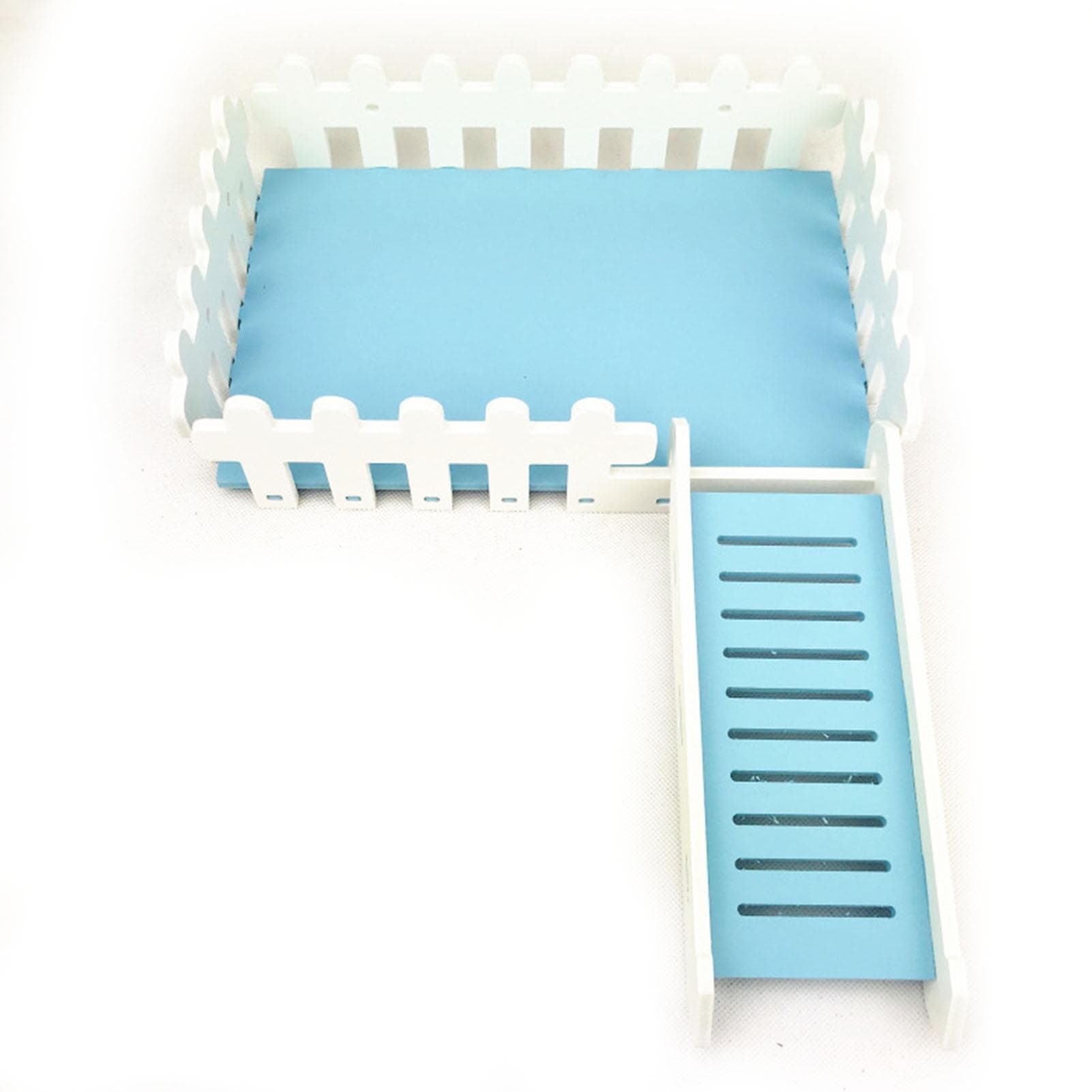 Hamster House Slide Platform Washable Detachable Easy to Install PVC Hamster White Fence Platform blue