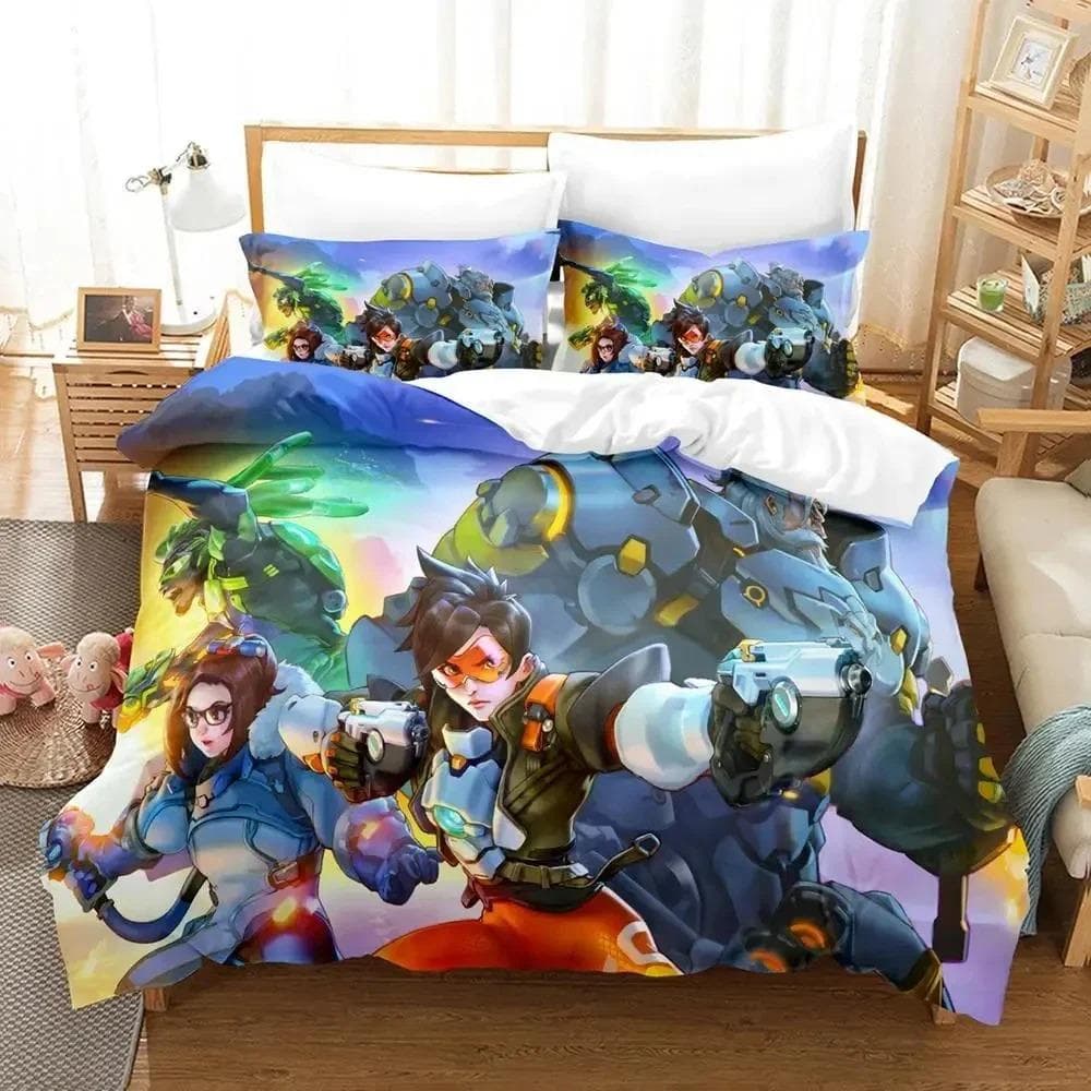 Game Overwatchs Bedding Set Boys Girls Twin Queen Size Duvet Cover Pillowcase Bed Kids Adult Fashion Home Textile Customizable EU SuperKing 260x220
