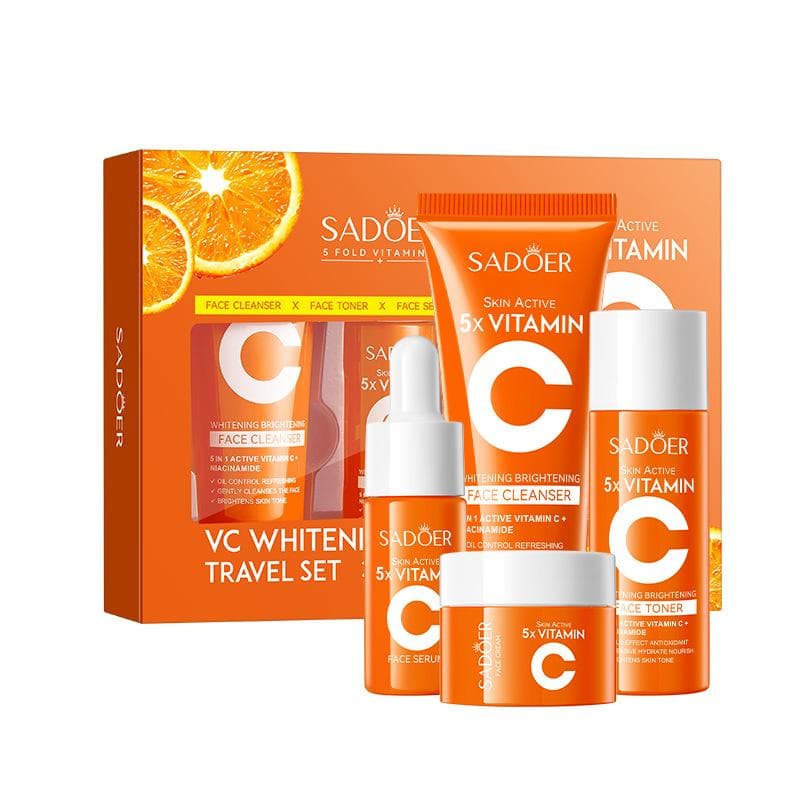 Five-piece Vitamin C Moisturizing Travel Skin Care Set Vitamin C Facial Cleanser Toner Essence Cream Portable Skin Care Products