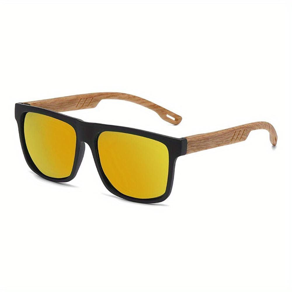 New Men Wood Grain Sunglasses UV400 Protection Spring Hinges Unisex Driving Casual Outdoor Eyewear Gafas De Sol 1PC