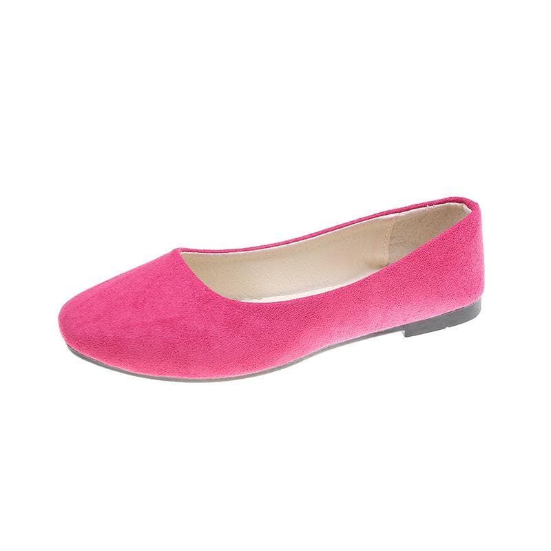 Women Girls Solid Plus Size Slip On Flat Shallow Comfort Casual Single Shoes 19 Colour 38 rose red
