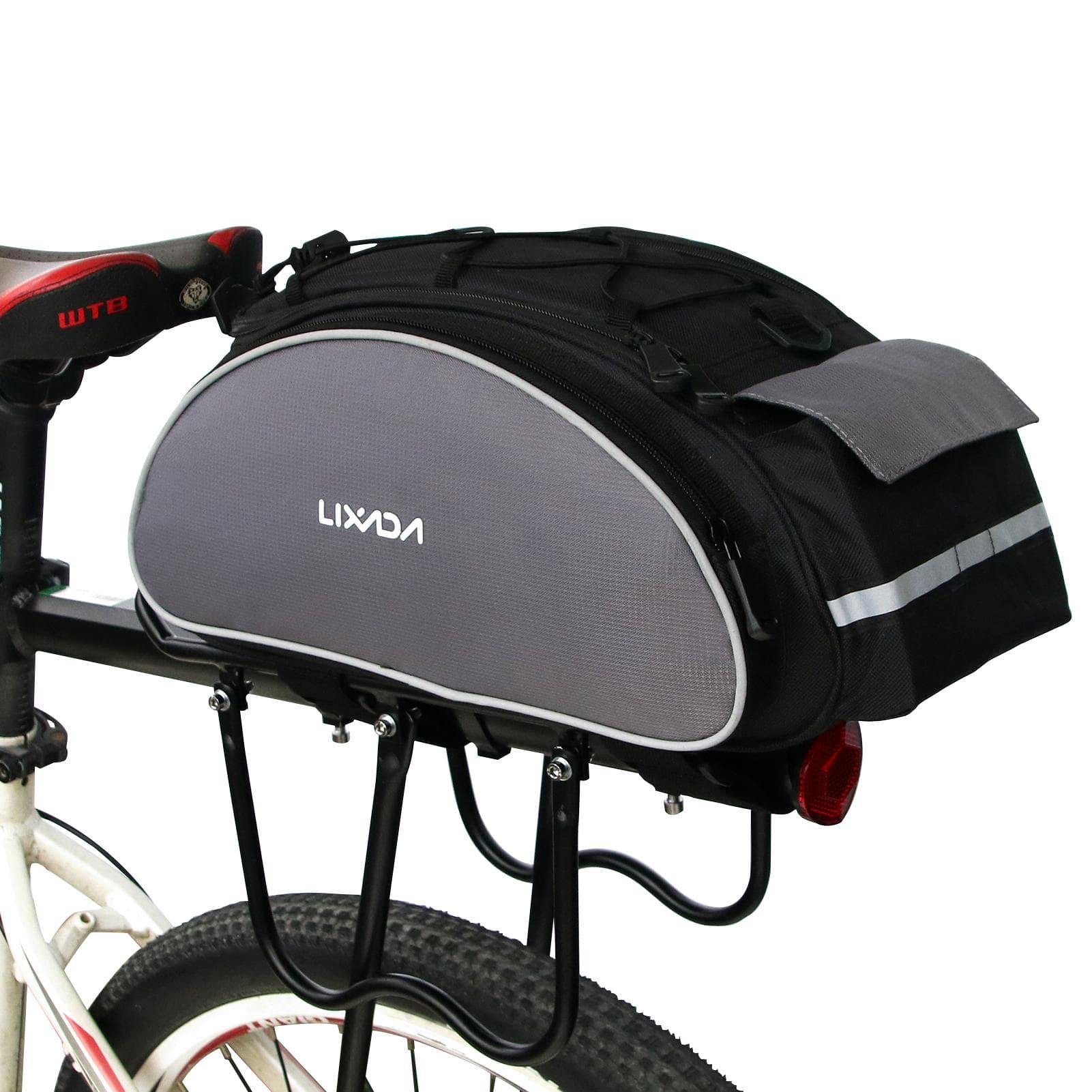 Lixada 13L Multifunctional Bicycle Rear Seat Bag Outdoor Cycling Bike Rack Seat Bag Rear Trunk black