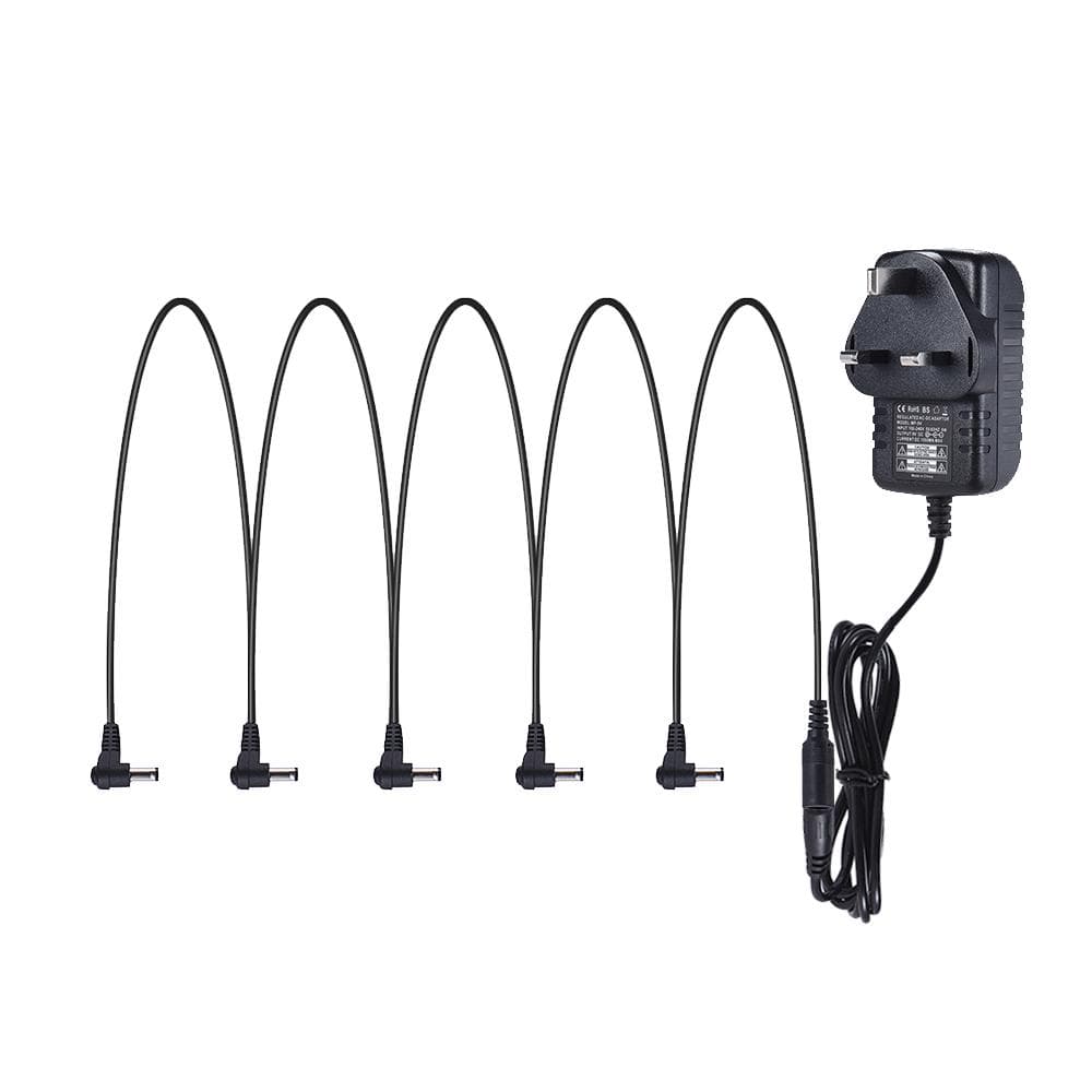 Guitar Effect Power Supply Adapter 9V DC 1000mA 5 Way Daisy Chain Cable UK Plug