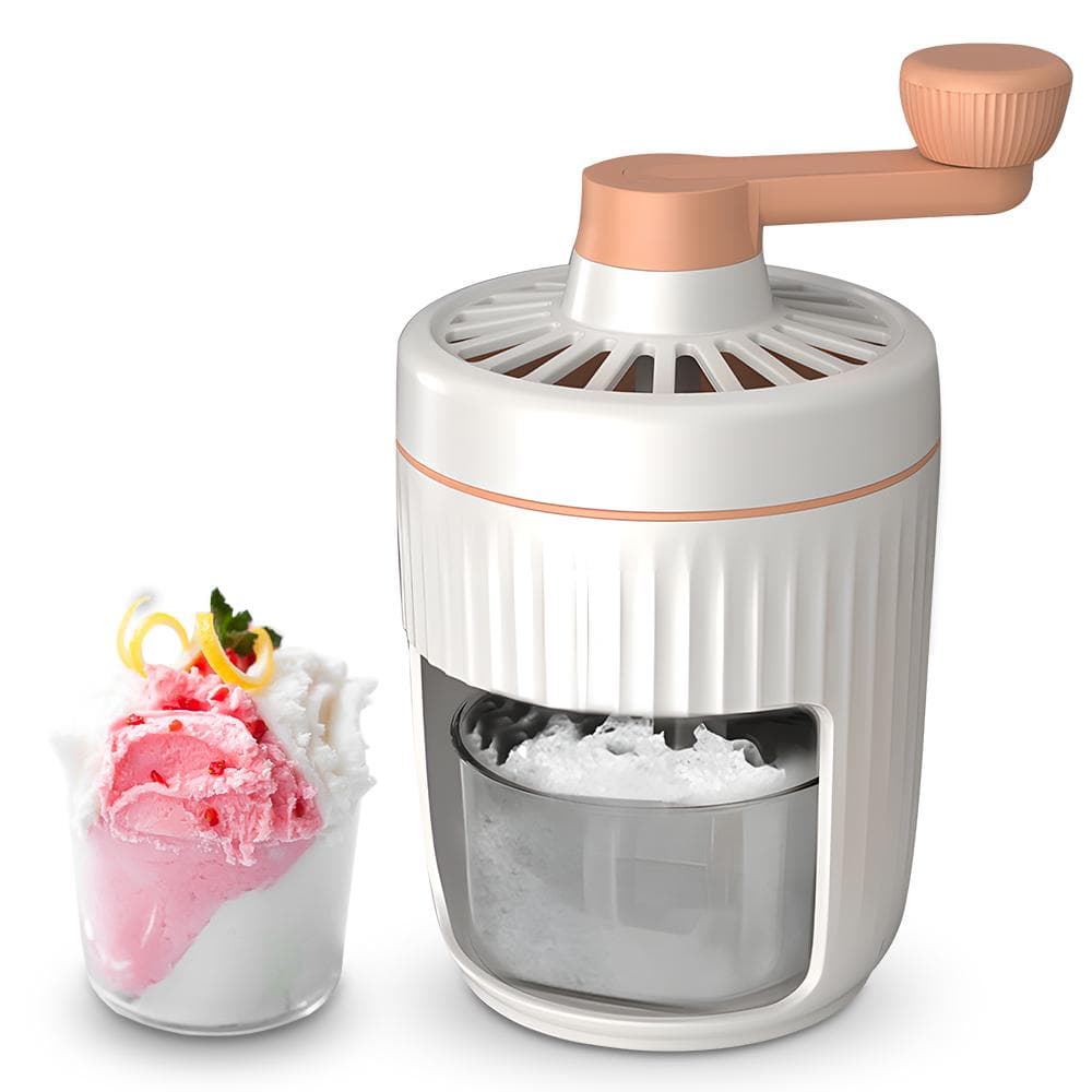 Shaved Ice Machine - Hand Crank Slushie Maker Machine with Free Ice Cube Tray Portable Snow Cone orange