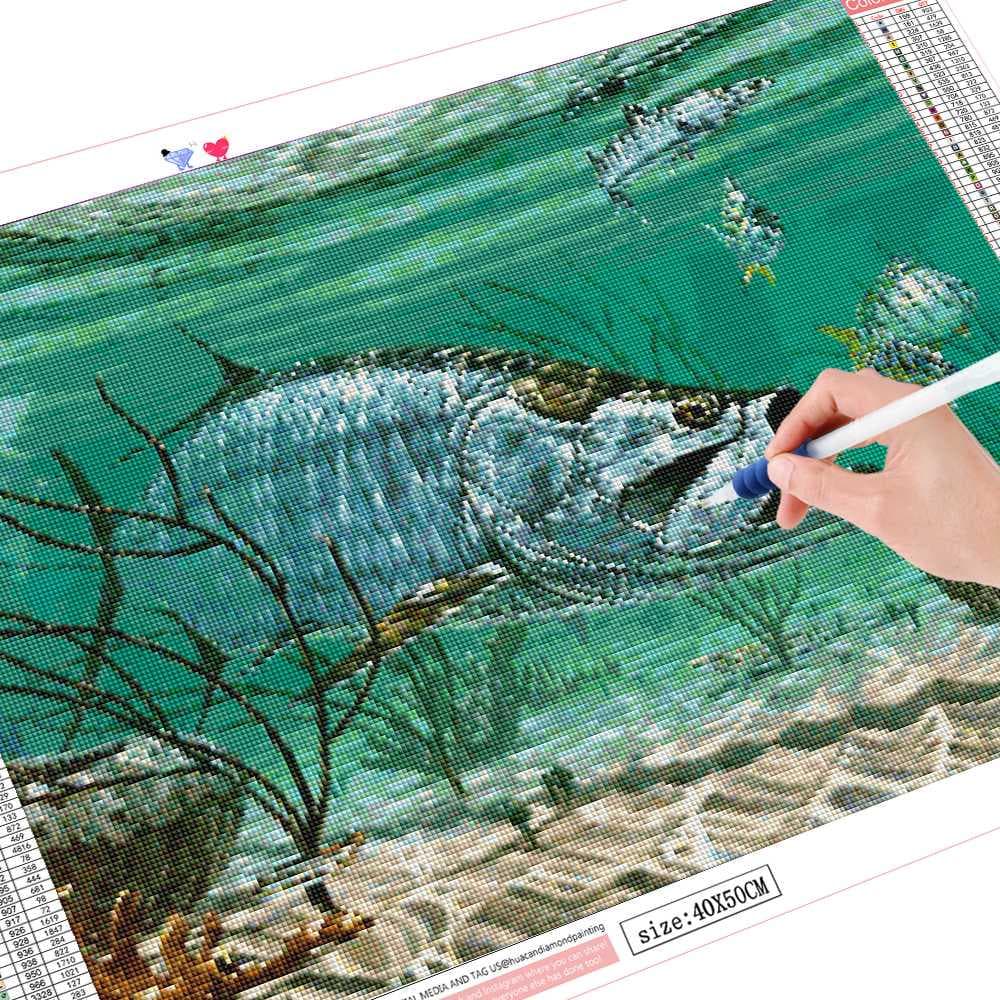 Diamond Painting Animal Fish Diamond Mosaic Cross Stitch Embroidery 20X30CM