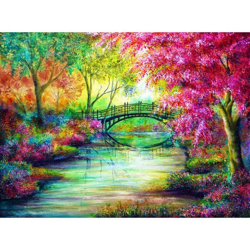 Diamond Painting Colorful Scenery Embroidery Round Diamond Cross Stitch Rhinestone Mosaic Decor 20X30CM