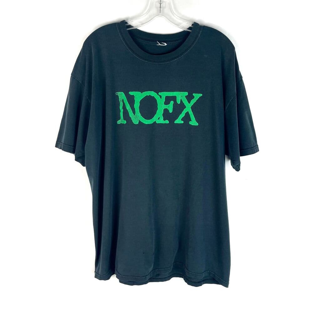 Nofx Vintage 90S Black Green Logo Distressed Short Sleeve Crewneck Unisex T-Shirt XXL