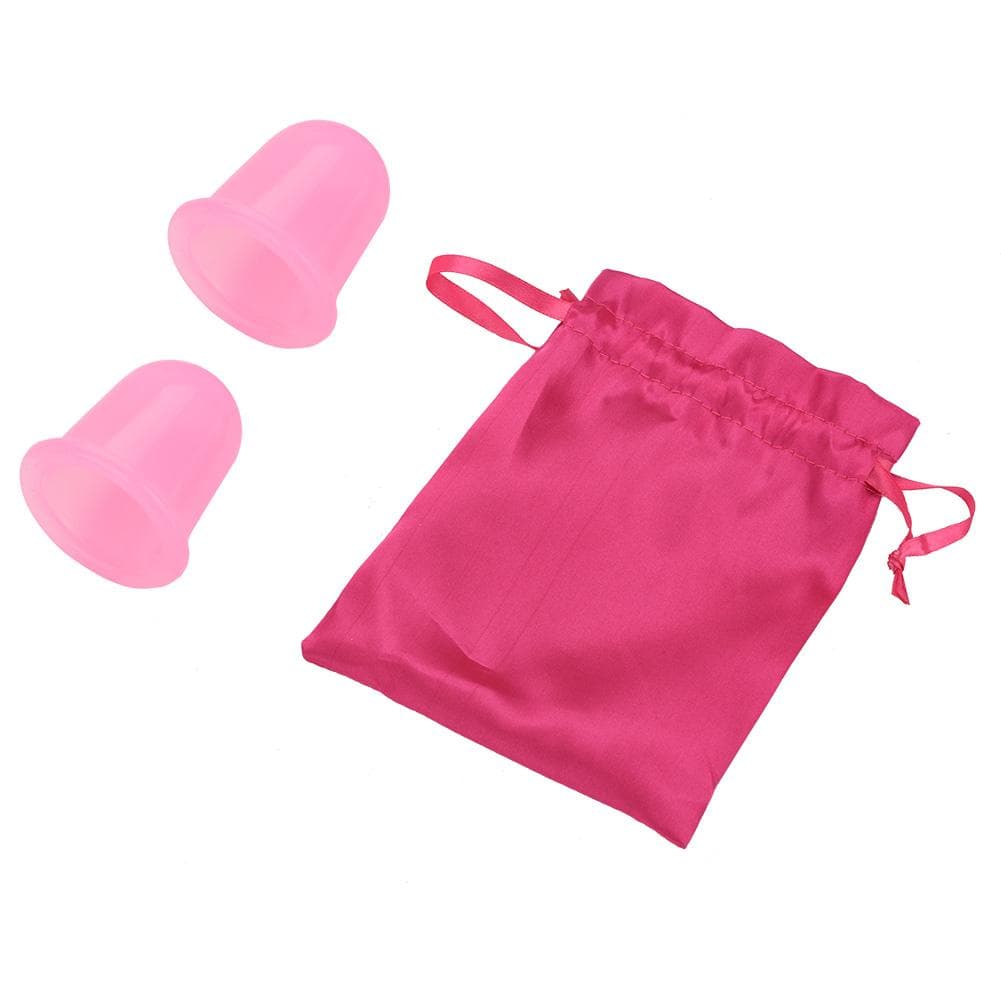2pcsset Silicone Vacuum Body Massage Helper Anti Cellulite Massage Cups Cupping (Pink) pink