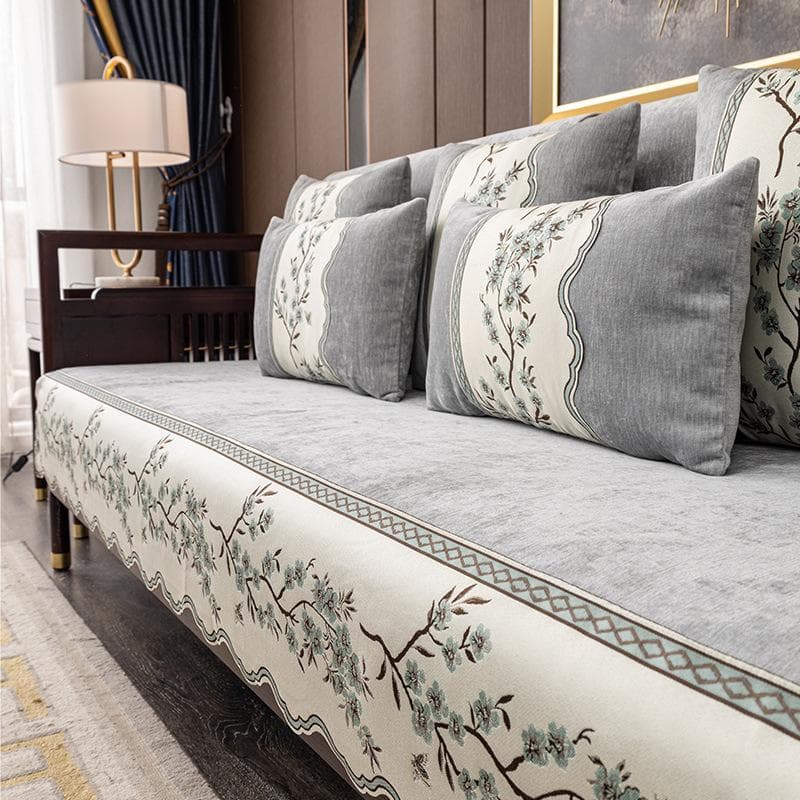 Chinese Lace Sofa Covers Jacquard Sofa Cushion Exquisite Embroidery Antiskid Combination Sofa Towel Covers for Living Room Decor 70x70cm 1pcs