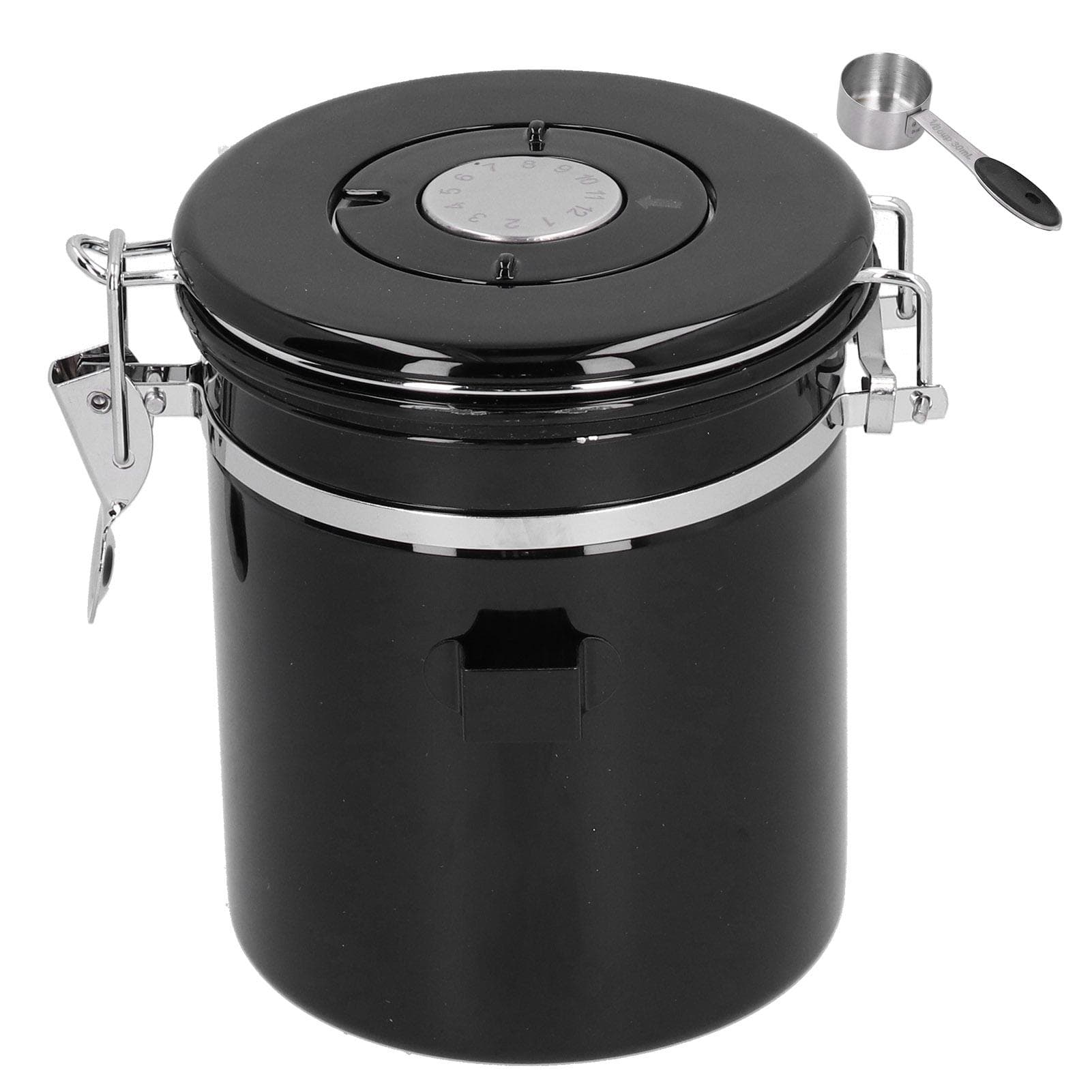 Coffee Beans Sealing Jar Canister Container with Exhaust Valve Spoon for Home KitchenSilver black