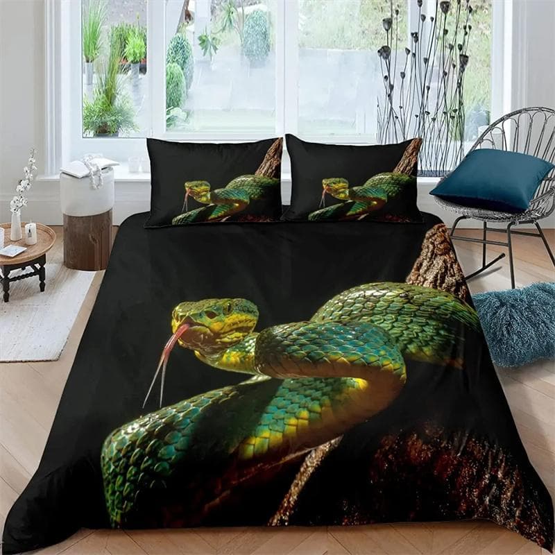 3D Printed Snake Style Bedding Set,Duvet Cover Comforter Bed Set Quilt Cover Pillowcase,King Queen Twin Size Boys Girls Adults 135X200cm