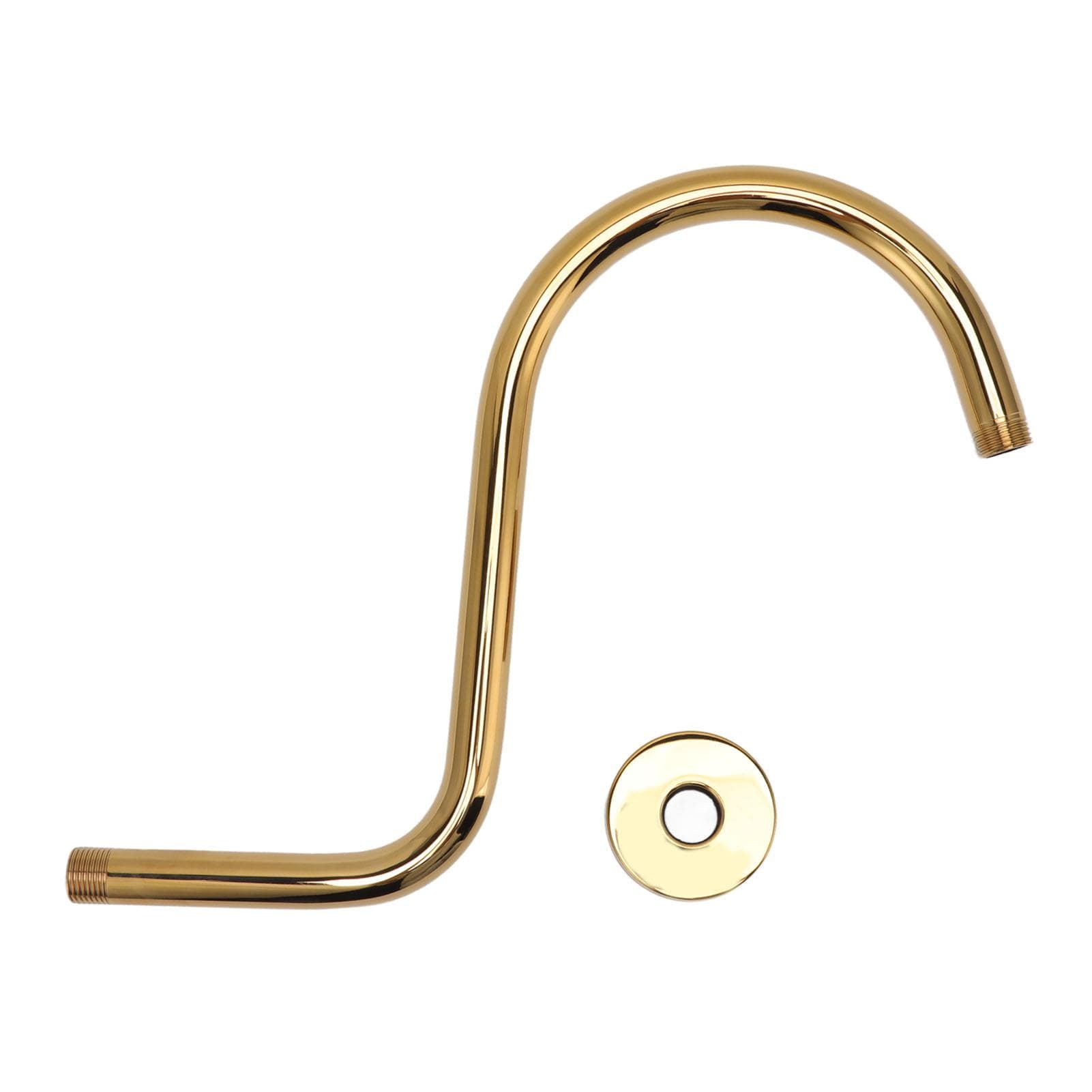 Stainless Steel S Shaped Raised Shower Arm and Flange NPT Brushed Gold Shower Head Extension Arm