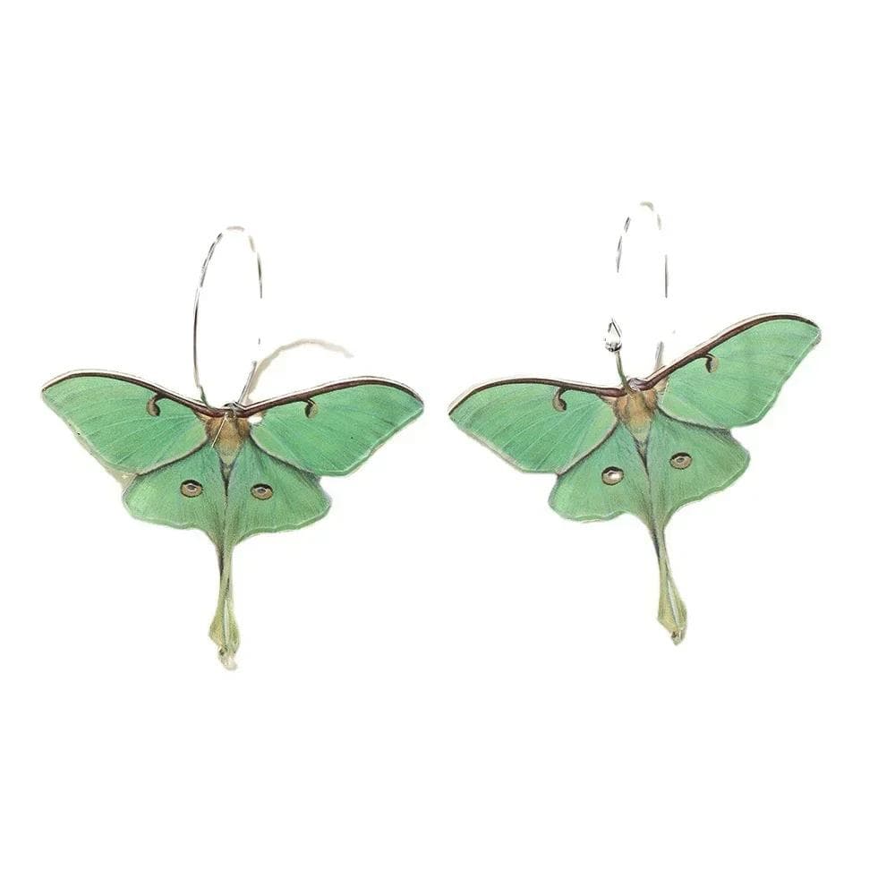New Trend Unusual Acrylic Green Butterfly Moth Hanging Pendants Earrings For Women Girls Fashion Colorful Resin Jewelry Gifts 1