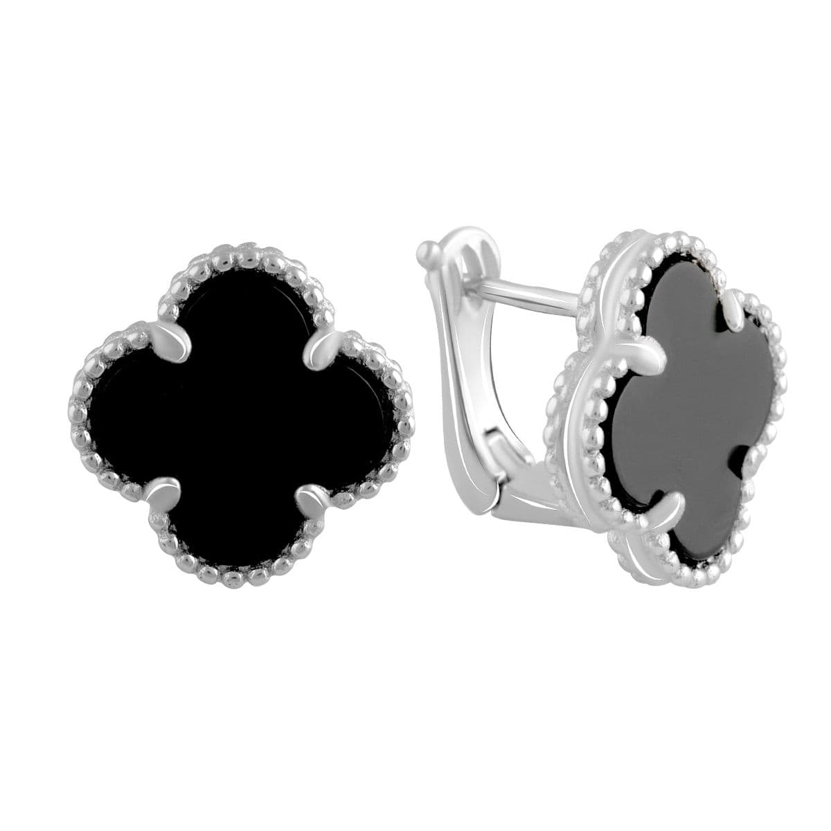 Silver earrings with natural onyx (2098973) black
