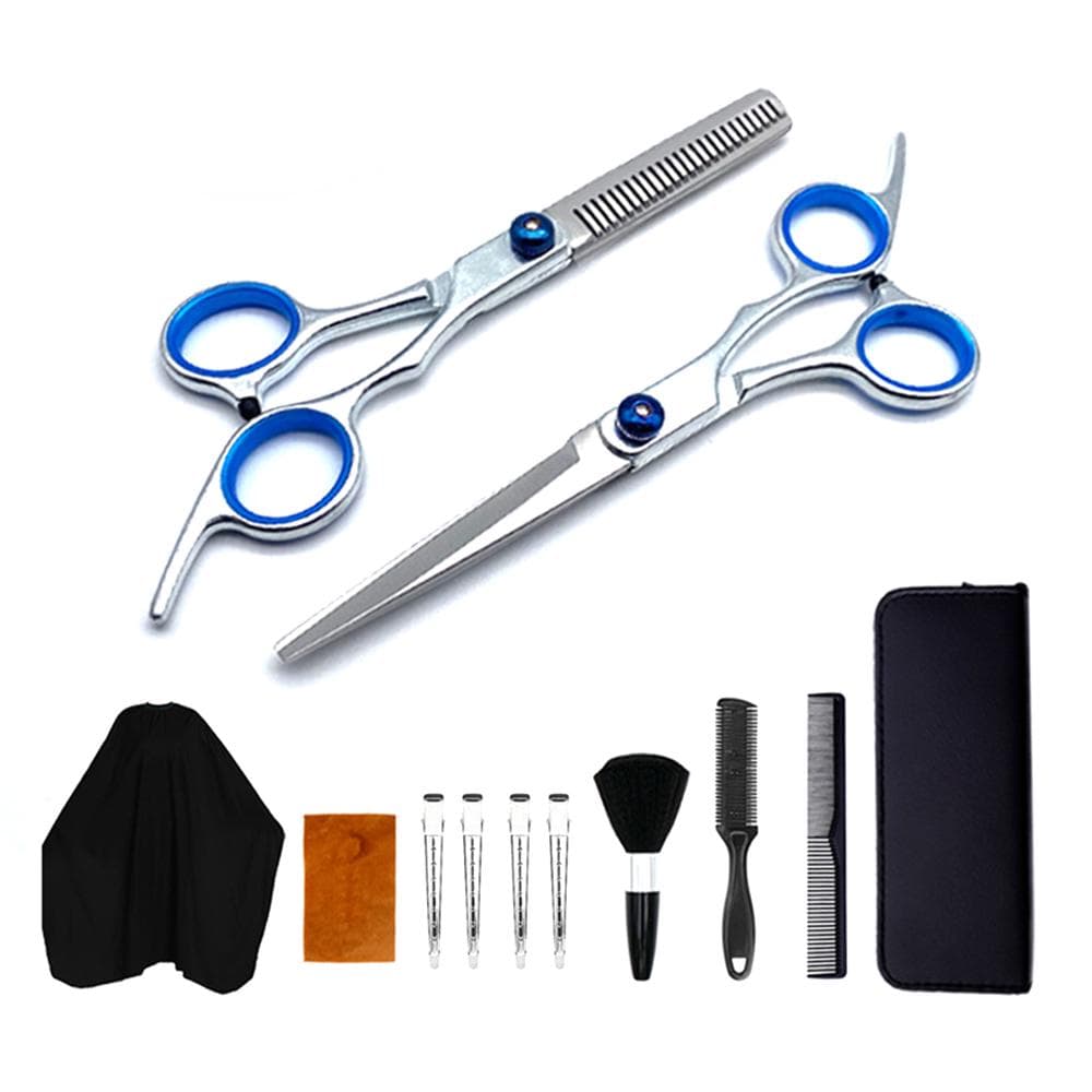 Hair Cutting Scissors Set 12 PCS Stainless Steel Haircut Shears with Hair Cutting Scissors Kit multicolour