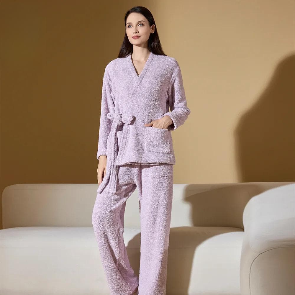 Pajamas Women's Winter Thickened Fleece-lined Coral Home Clothes Plush Suit XL