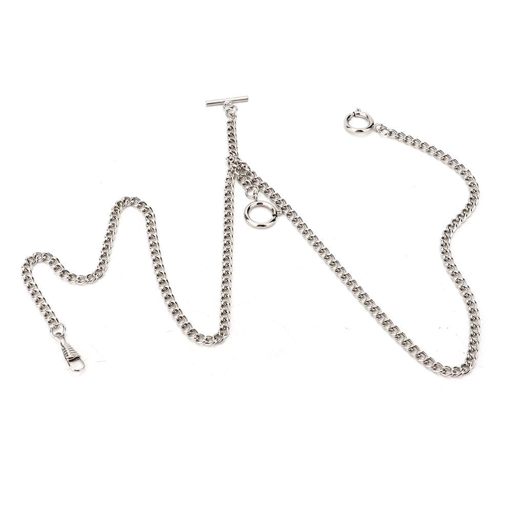 44cm Retro Vintage Metal Pocket Watch Chain Link Classic Antique Gift (Silver)
