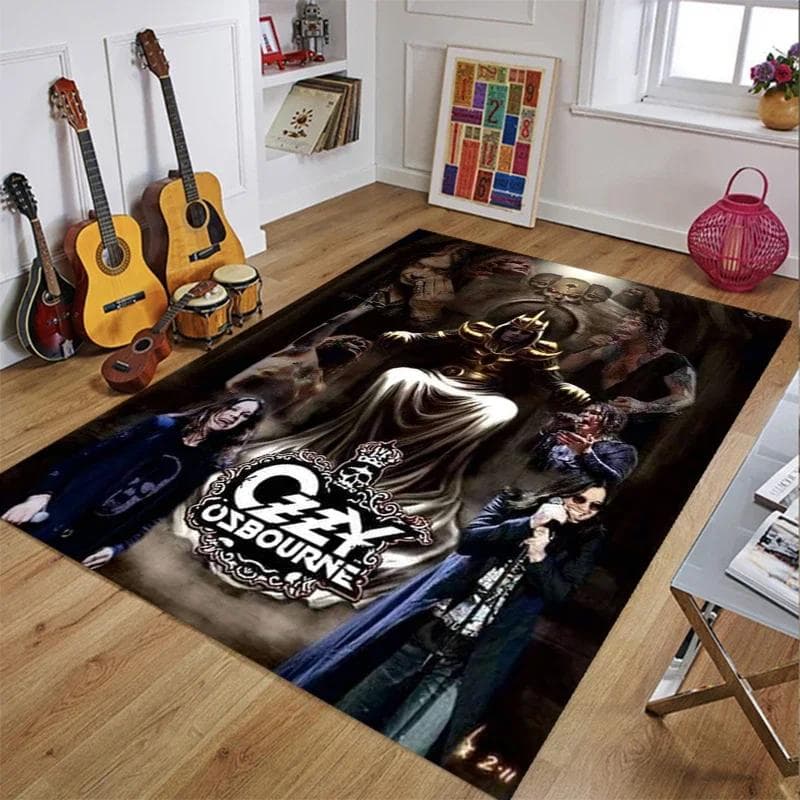 Ozzy Osbourne Band Printed Carpet Living Room Bedroom Fashionable and Aesthetic Anti slip Carpet Photography Props Birthday Gift 90cm by 60cm