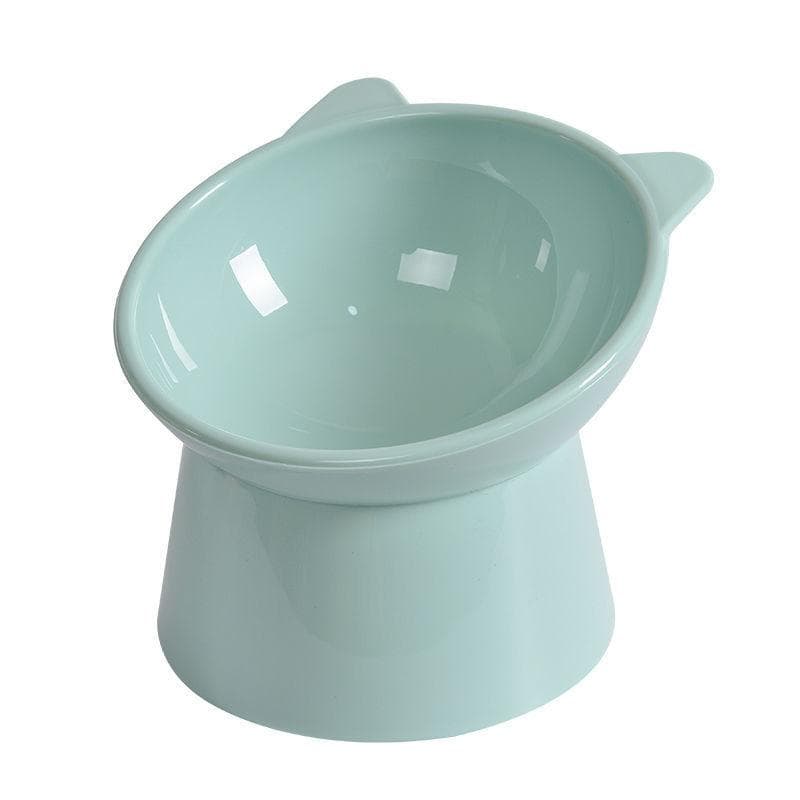Pet Bowl High Bottom Tilt Antioverturning Neck Protector Cat Dog Food Water Dishes Lovely Feeding Bowl Cat Supplies green